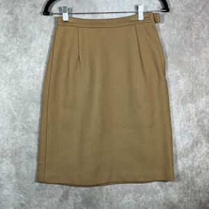 Vintage 1940s 100%‎ Wool Pencil Skirt Womens 24 Brown Straw Knee Length Pleated
